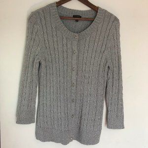 Talbots | Silver Glitter Cardigan Sweater Medium
